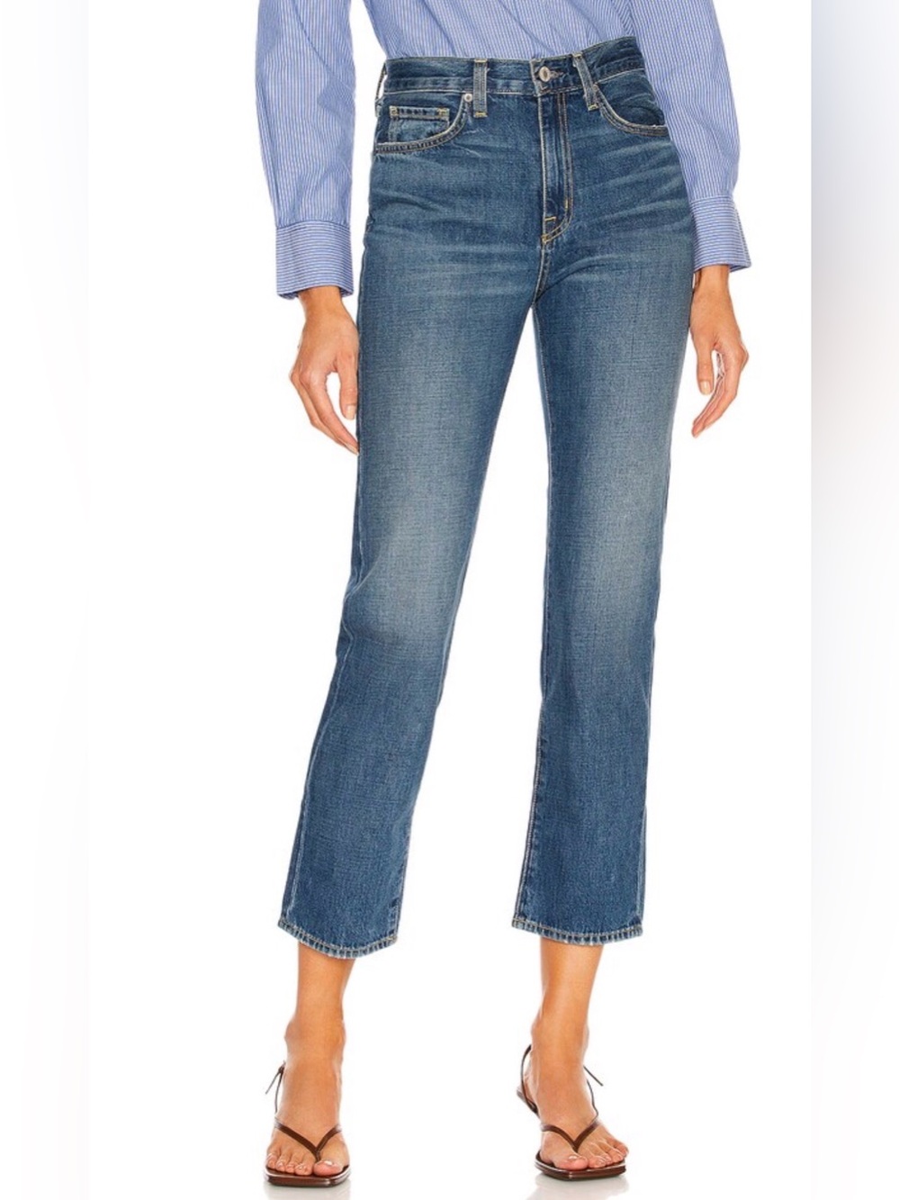 Nili Lotan High Rise Straight Leg Jeans 28 Cropped Style 11389W920